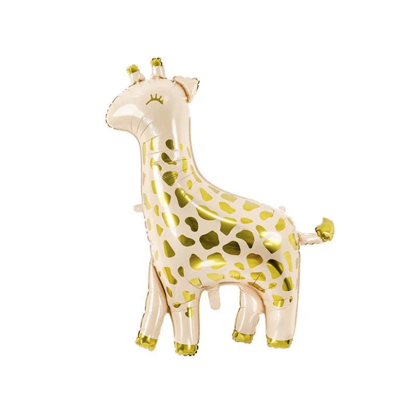 Giraffe shaped foil balloon in neutral colours